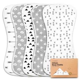 5Pack Organic Burp Cloths for Baby Boys and Girls -Ultra Absorbent Burping Cloth